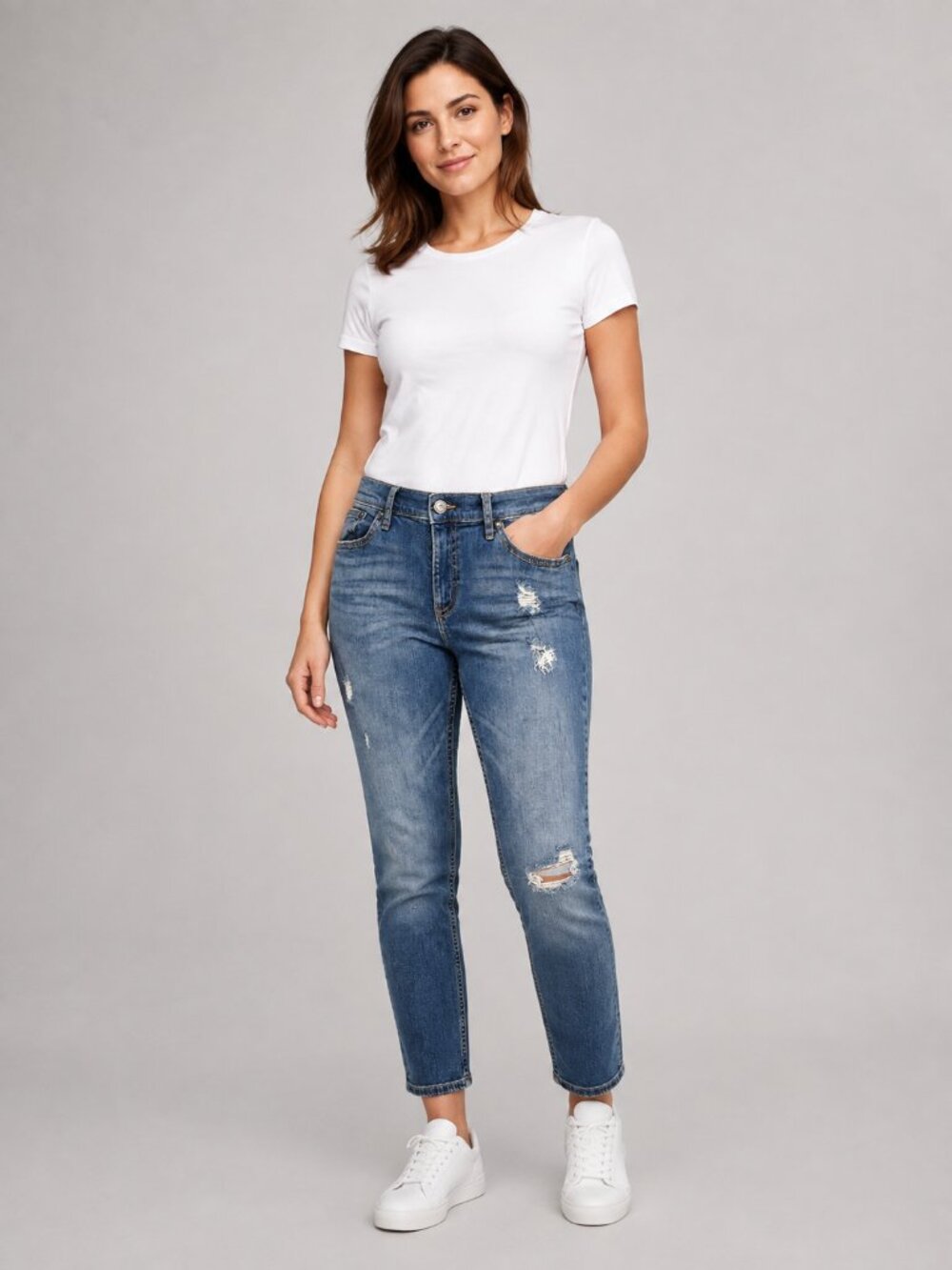 Banana Republic Factory Distressed Girlfriend Jeans Indigo 6 EUC